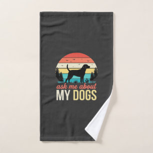 Ask Me About My Dogs Retro Sunset_1 Hand Towel