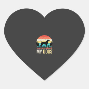 Ask Me About My Dogs Retro Sunset_1 Heart Sticker
