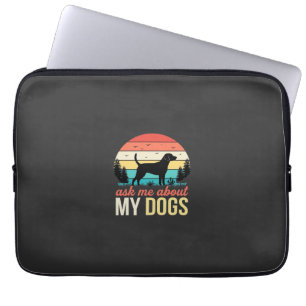 Ask Me About My Dogs Retro Sunset_1 Laptop Sleeve