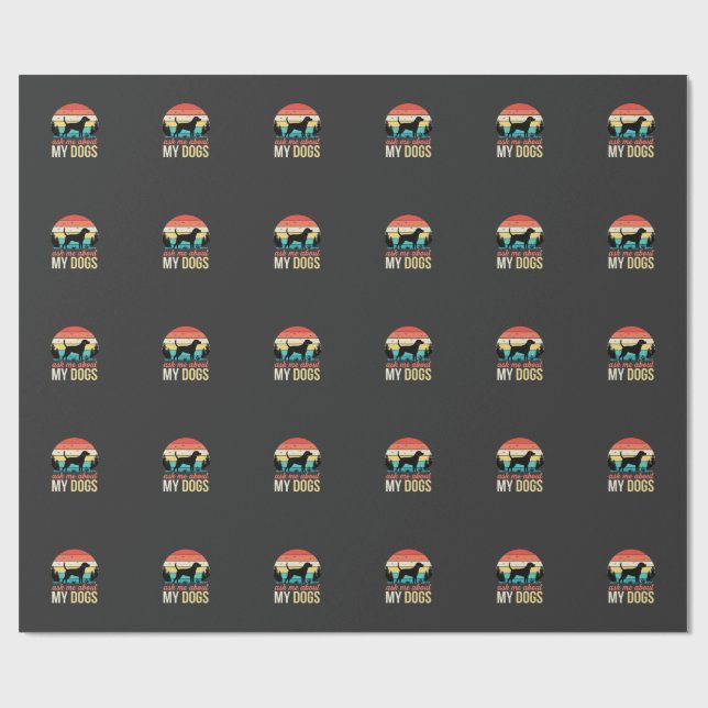 Ask Me About My Dogs Retro Sunset_1 Wrapping Paper (Flat)