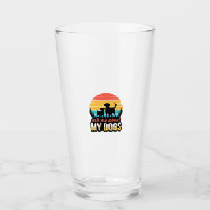 Ask Me About My Dogs Vintage Dog Lover Design_1 Glass