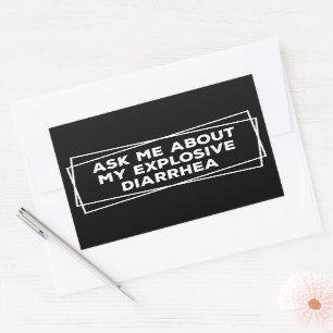 Ask Me About My Explosive Diarrhoea Vintage Funny Rectangular Sticker