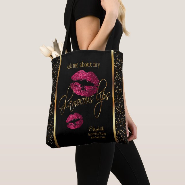 Ask me about my Glamourous Lips - Lipstick Design Tote Bag (Close Up)