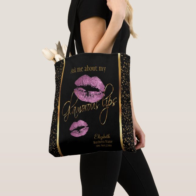 Ask me about my Glamourous Lips -So Pink Design Tote Bag (Close Up)