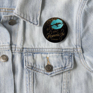 Ask Me About my Glamourous Lips - Teal Blue 6 Cm Round Badge