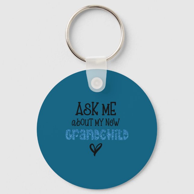 Ask Me About My New Granhild Blue Faux Glitter _1  Key Ring (Front)