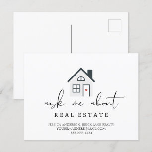 Ask Me About Real Estate House Marketing Postcard