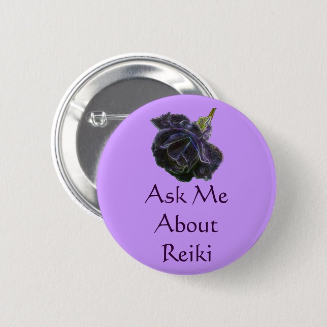 Ask Me About Reiki Rose  6 Cm Round Badge (Front & Back)
