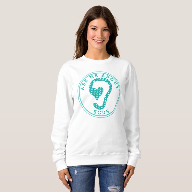 Ask me about SCDS (Aqua) Long Sleeve Sweatshirt (Front Full)