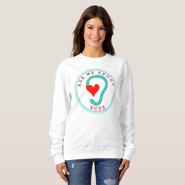 Ask me about SCDS (Red Text and Aqua) Long Sleeve Sweatshirt (Front Full)