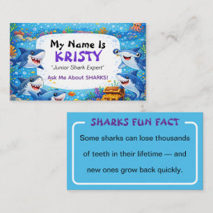 Ask Me About Sharks Kids Personal Calling Card