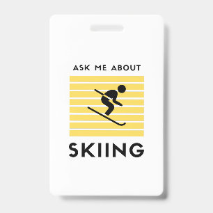 Ask me about skiing winter sport ID badge