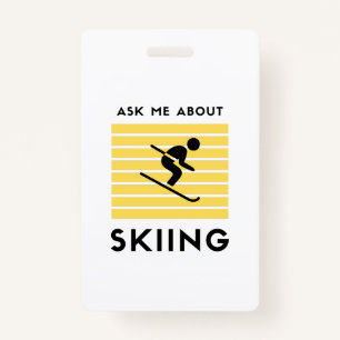 Ask me about skiing winter sport ID badge