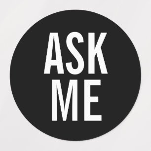 Ask Me   Black Volunteer Badge Labels