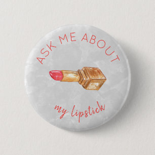 Ask me gold red lipstick and swatch promotional 6 cm round badge