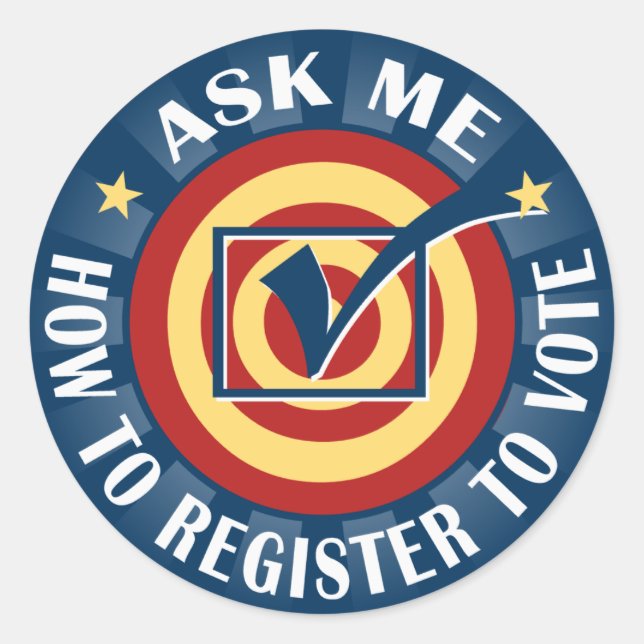 Ask me how to Register to Vote Classic Round Sticker (Front)