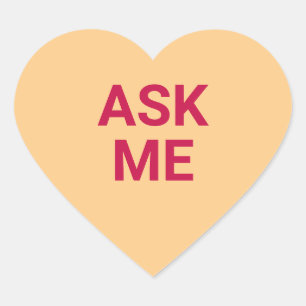 Ask me orange cute Valentine's Day conversation Heart Sticker