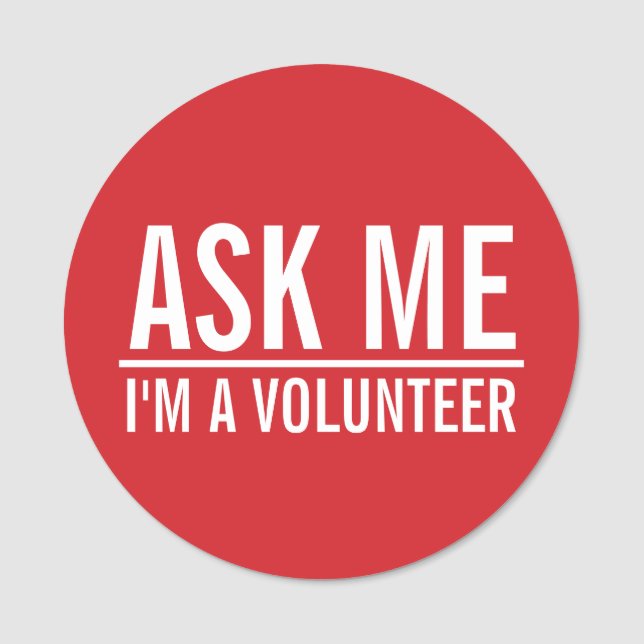 Ask Me | Red Volunteer Badge (Front)