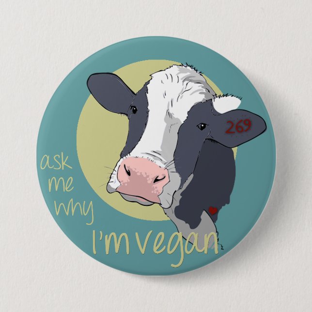 Ask Me Why I'm Vegan 7.5 Cm Round Badge (Front)