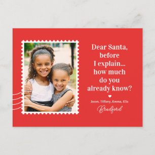 Ask Santa EDITABLE COLOR Holiday Card Postcard