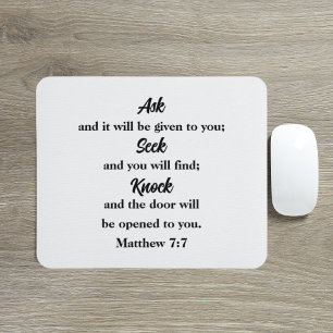 Ask Seek Knock Matthew 7:7 Bible Verse Mouse Mat