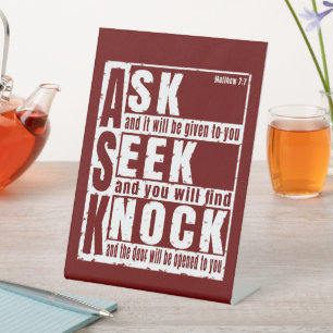 ask seek knock pedestal sign