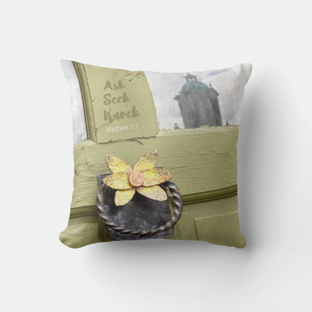 Ask Seek Knock Vintage Door Cushion (Front)