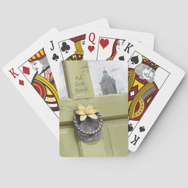 Ask Seek Knock Vintage Door Playing Cards (Back)
