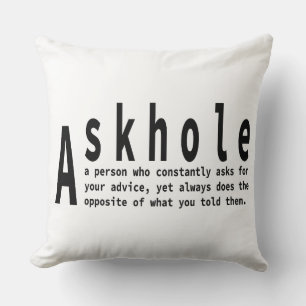 Askholes - Sarcastic Dictionary Definition Cushion