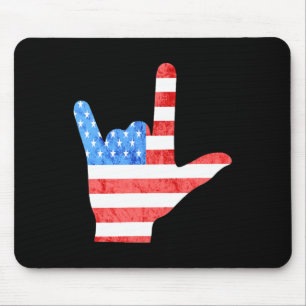 ASL 4th July American Sign Languages Deaf Awarenes Mouse Mat