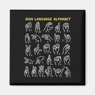 Asl Abc American Sign Language Alphabet Retro Deaf Magnet