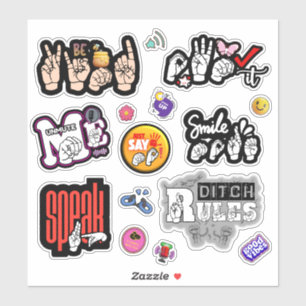 ASL Affirmation Stickers – Voice, Kindness, Power