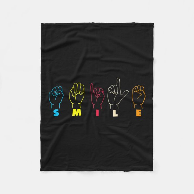 Asl Alphabet American Sing Language Asl Teacher  Fleece Blanket (Front)