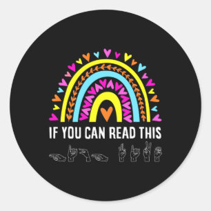 ASL Alphabet American Sing Language ASL Teacher Fu Classic Round Sticker