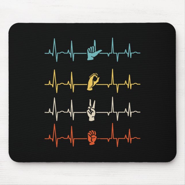 Asl Alphabet American Sing Language Asl Teacher He Mouse Mat (Front)
