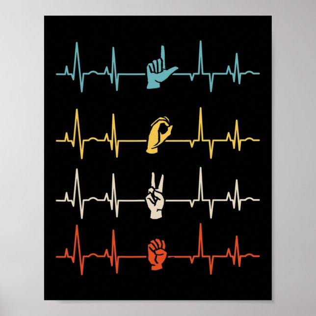 Asl Alphabet American Sing Language Asl Teacher He Poster (Front)