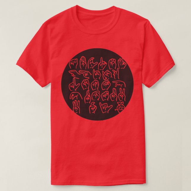 ASL Alphabet finger spelling Deaf Culture T-Shirt (Design Front)
