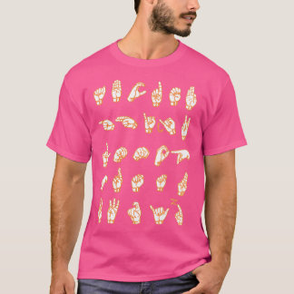 ASL Alphabet in Gold Paint Texture T-Shirt
