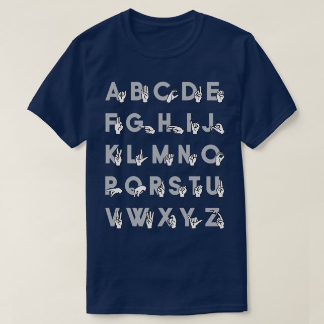 ASL Alphabet Sign Language Grey T-Shirt (Design Front)