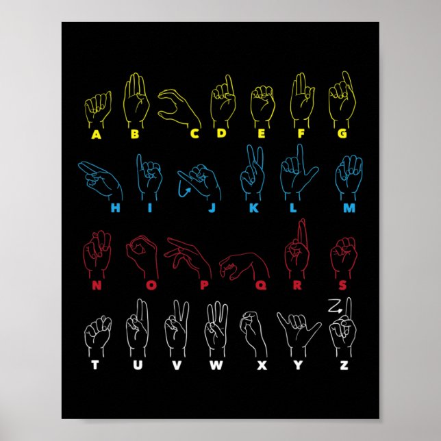 ASL Alphabet Teacher American Sing Language ASL Ch Poster (Front)