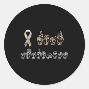 ASL American Sign Language Deaf Awareness Classic Round Sticker