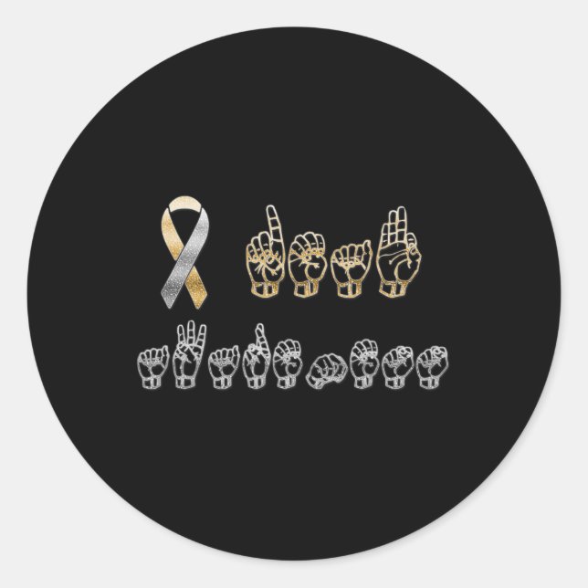ASL American Sign Language Deaf Awareness  Classic Round Sticker (Front)
