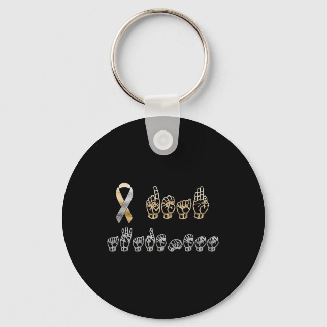 Asl American Sign Language Deaf Awareness  Key Ring (Front)