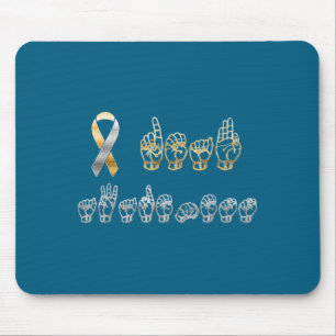 Asl American Sign Language Deaf Awareness Ribbon Mouse Mat
