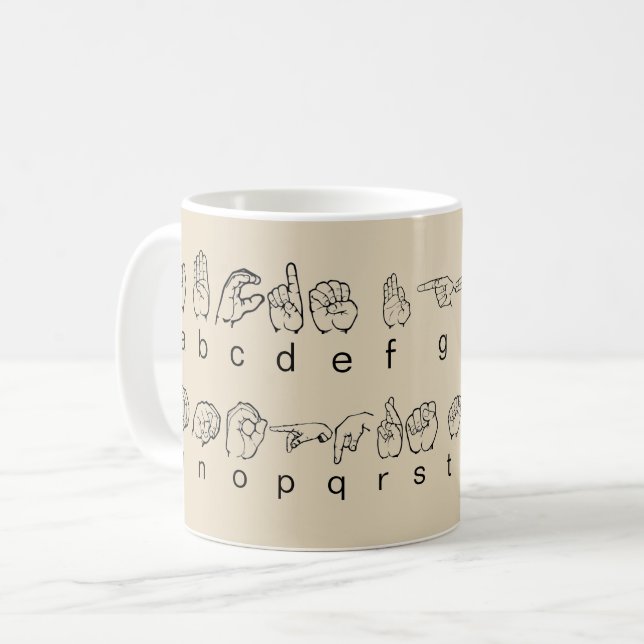 ASL American Sign Language Fingerspell Alphabet Coffee Mug (Front Left)