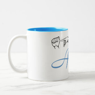 ASL American Sign Language Fingerspelled April Two Two-Tone Coffee Mug