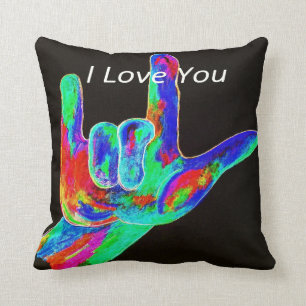 ASL American Sign Language I LOVE YOU Pillow