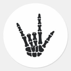 Asl American Sign Language I Love You Skeleton Han Classic Round Sticker