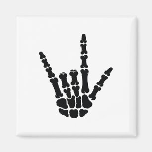 Asl American Sign Language I Love You Skeleton Han Magnet