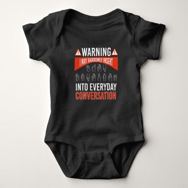 ASL American Sign language Interpreter Deaf Baby Bodysuit (Front)